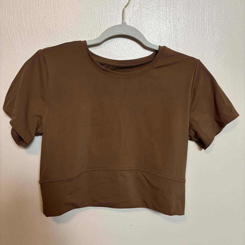 Joy Lab Women's Shirt‎ Cropped Short Sleeve Nylon Spandex  Crossover Back Large